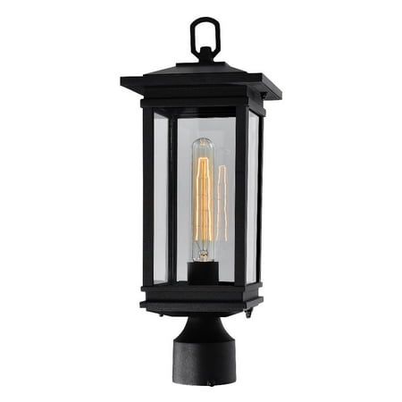 CWI Lighting Oakwood 1 Light Glass Outdoor Lantern Head in Black