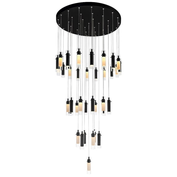 CWI Lighting Olinda 37 Light LED Integrated Metal Chandelier in Black