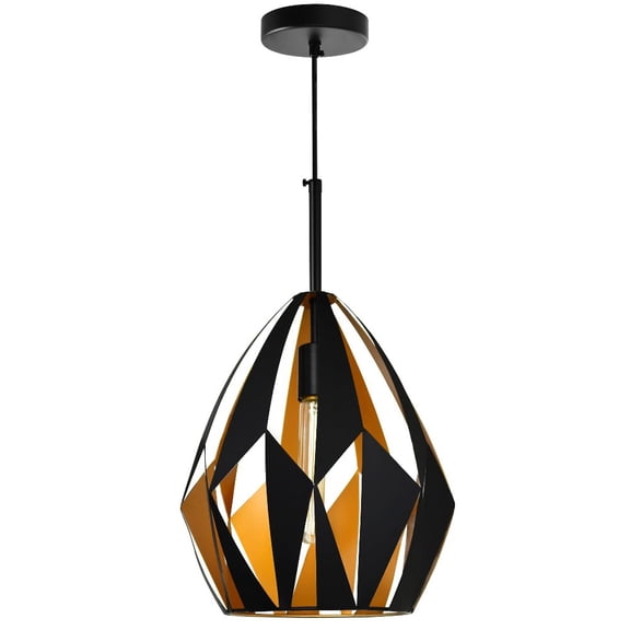 1 Light Down Mini Pendant with Black+Copper Finish