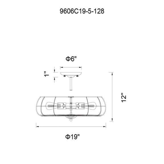 CWI Lighting Pamela 5 Light Farmhouse Metal Flush Mount in Rust Bronze