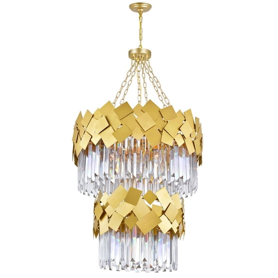 CWI Lighting Panache 10 Light Down Contemporary Metal Chandelier in Gold