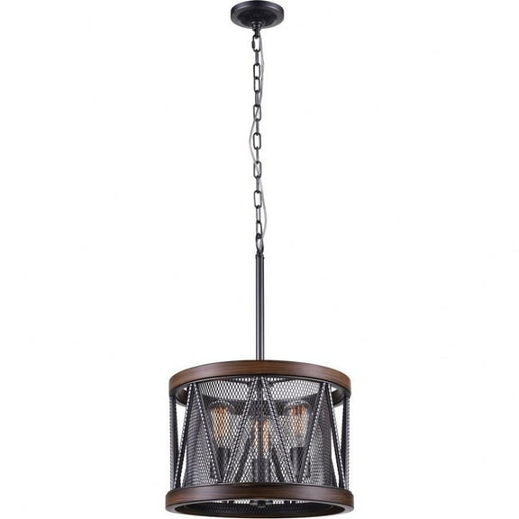 CWI Lighting Parsh 3 Light Drum Shade Farmhouse Metal Chandelier in Pewter