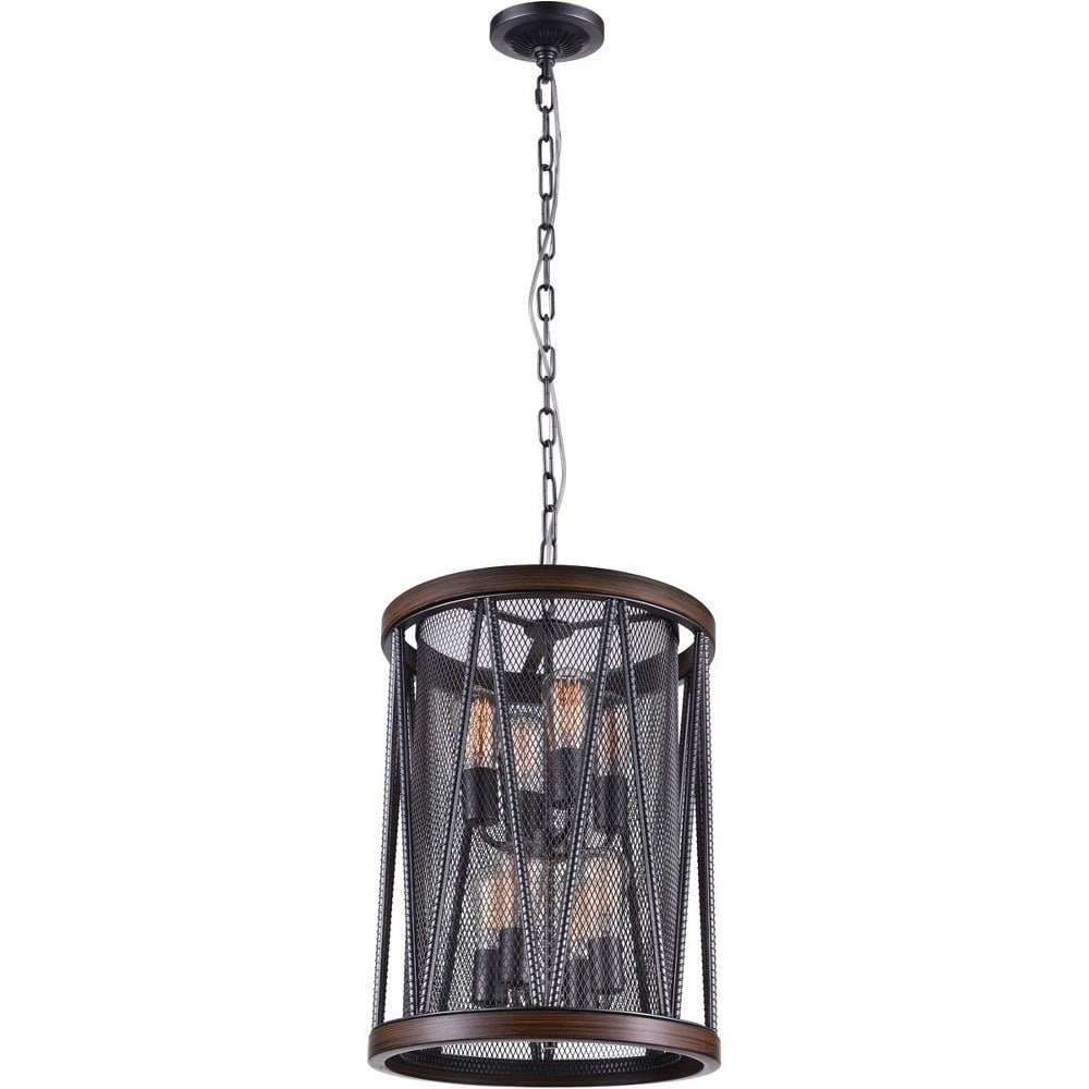 Mini Pewter Drum Shade Mesh Chandelier with Adjustable Chain