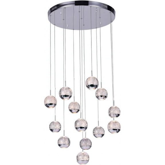 CWI Lighting Perrier 13 Light Contemporary Metal Pendant in Chrome