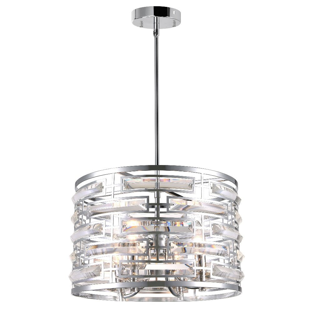 Petia Chrome Mini Drum 15" Chandelier with Mirror Bars