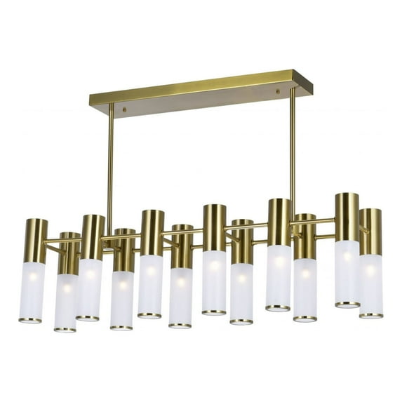 CWI Lighting Pipes 12 Light Metal Island/Pool Table Chandelier in Brass