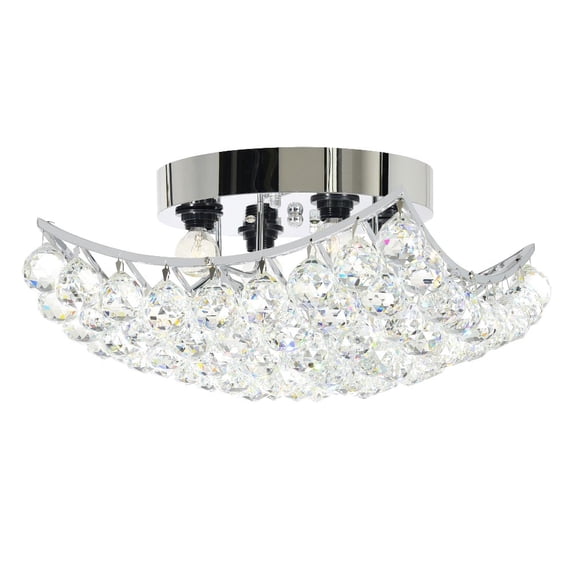 CWI Lighting Queen 4 Light Transitional Metal Flush Mount in Chrome