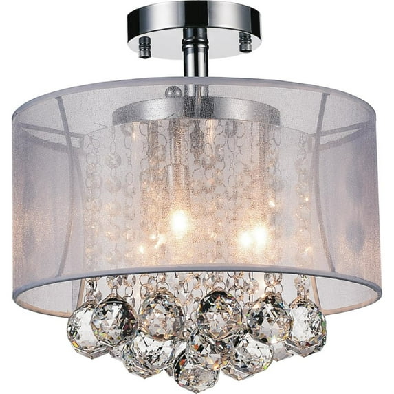 CWI Lighting Radiant 3 Light Drum Shade Metal Flush Mount in Chrome