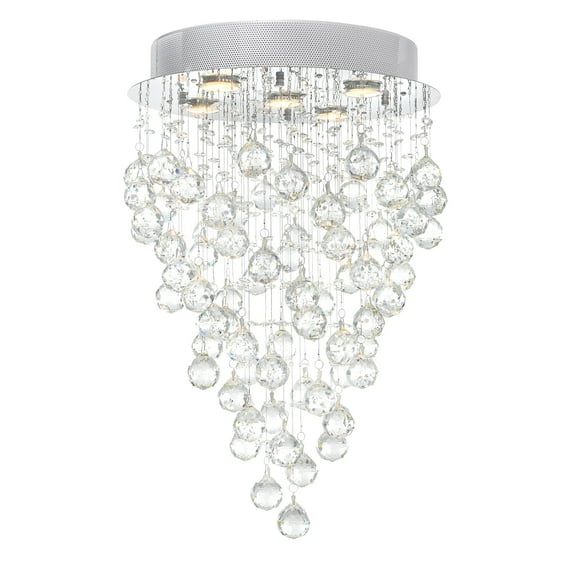 CWI Lighting Rain Drop 5 Light Metal Indoor Flush Mount in Chrome