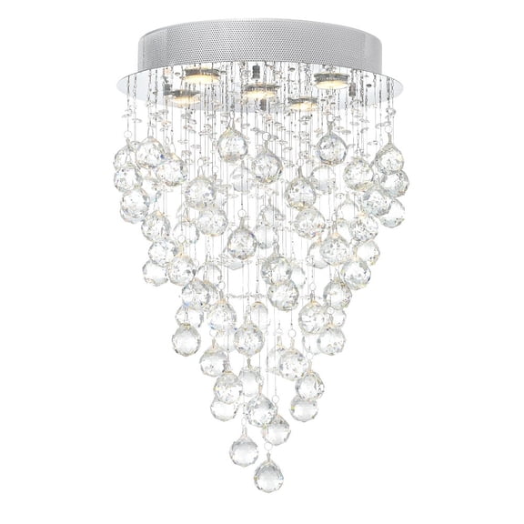 CWI Lighting Rain Drop 5 Light Metal Indoor Flush Mount in Chrome