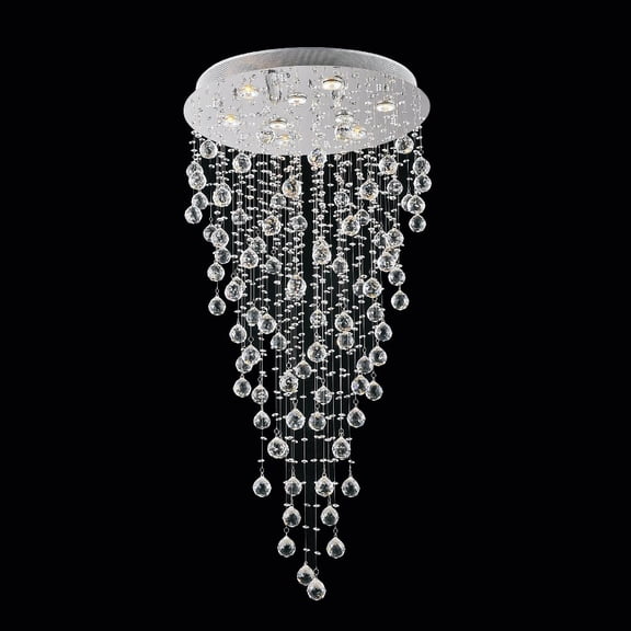 CWI Lighting Rain Drop 9 Light Metal Indoor Flush Mount in Chrome