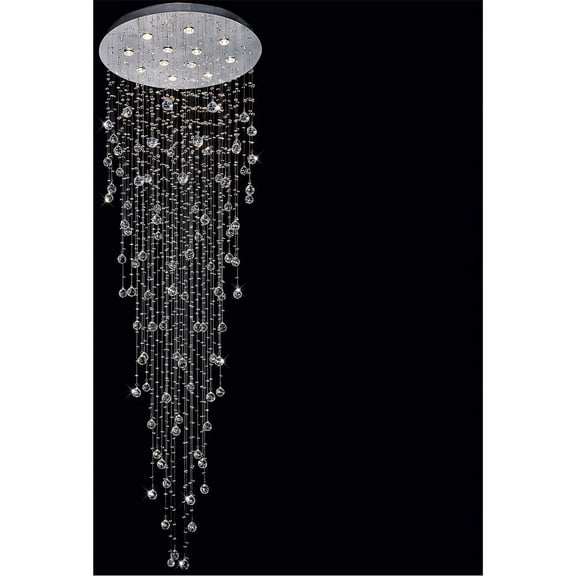 CWI Lighting Rain Drop12 Light Metal Indoor Flush Mount in Chrome