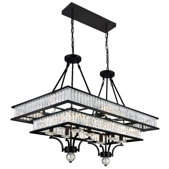 CWI Lighting Shalia 16 Light Traditional Metal Island Chandelier in Black