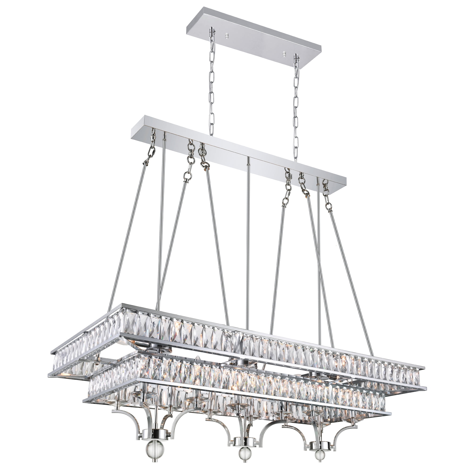Shalia 20-Light Chrome and Crystal Island Chandelier