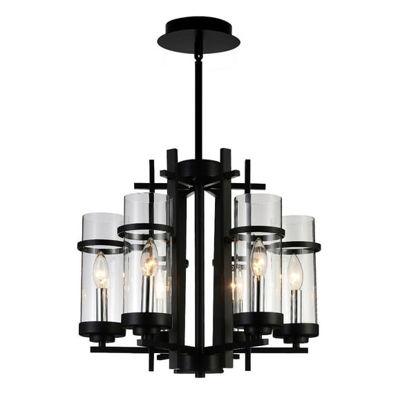 CWI Lighting Sierra 6 Light Up Contemporary Metal Chandelier in Black