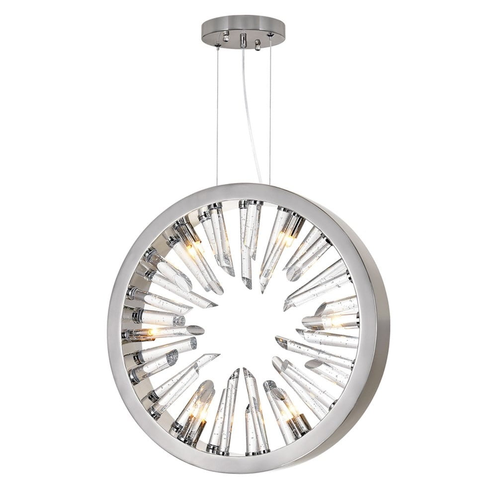 CWI Lighting Spiked 6 Light Contemporary Metal Chandelier in Polished Nickel