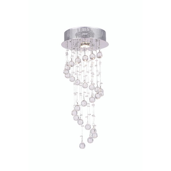 CWI Lighting Spiral 1 Light Transitional Metal Flush Mount Light in Chrome