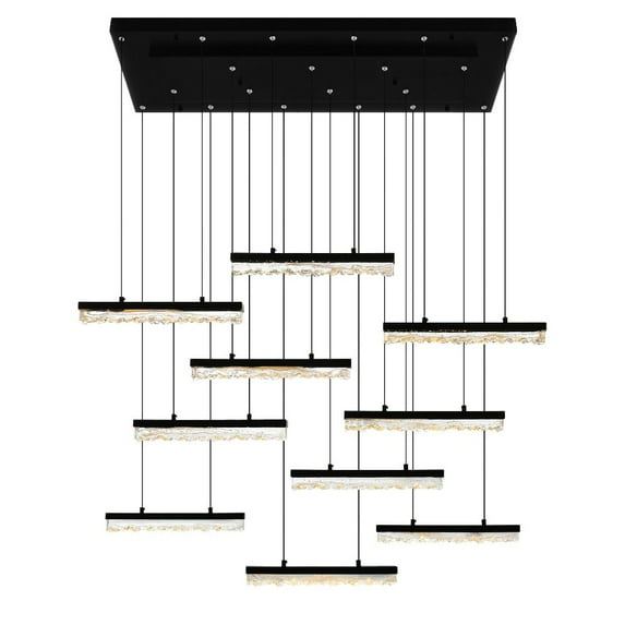 CWI Lighting Stagger Integrated LED Black Chandelier