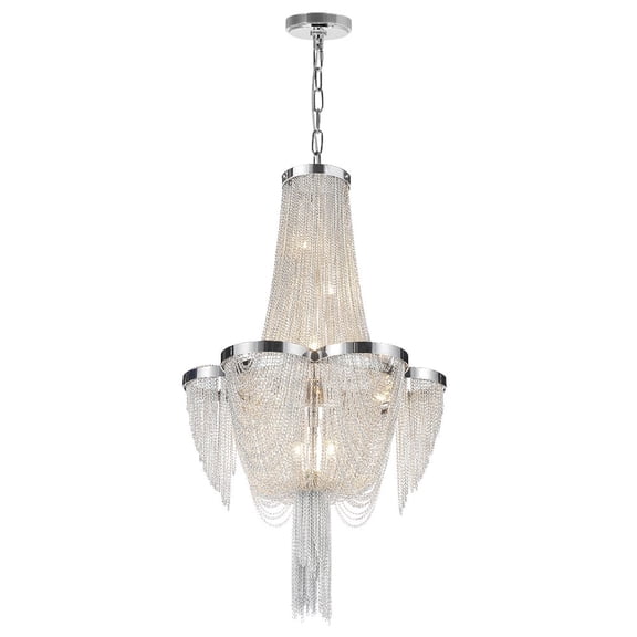 CWI Lighting Taylor 7 Light Down Contemporary Metal Chandelier in Chrome