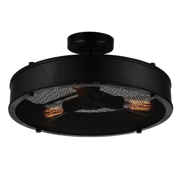 CWI Lighting Tigris 3 Light Drum Shade Metal Flush Mount in Black
