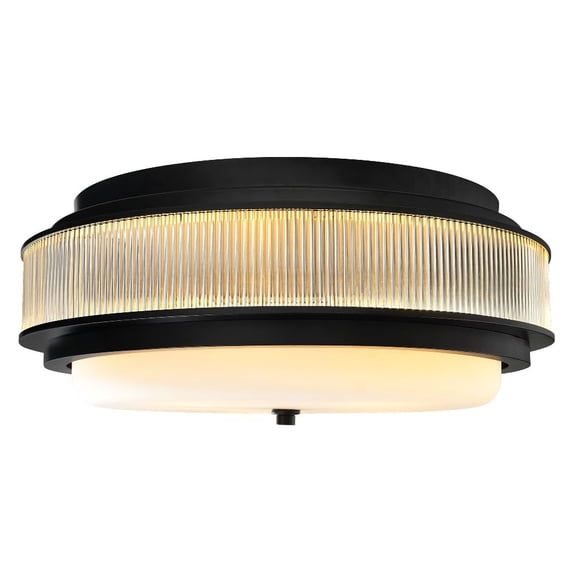 CWI Lighting Valdivia 4 Light Glass Indoor Flush Mount in Black
