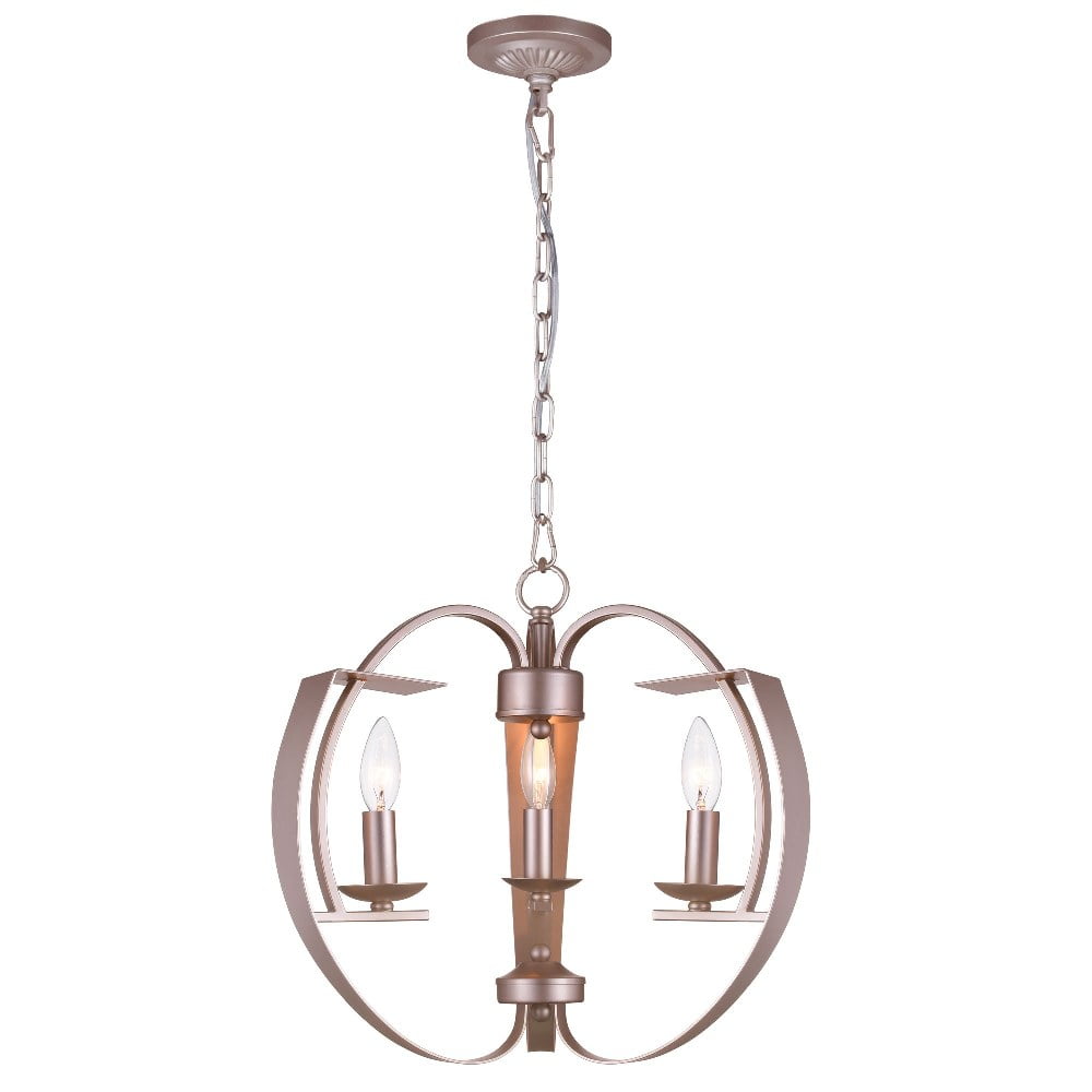 Silver Metal 3-Light Sphere Chandelier with Adjustable Chain
