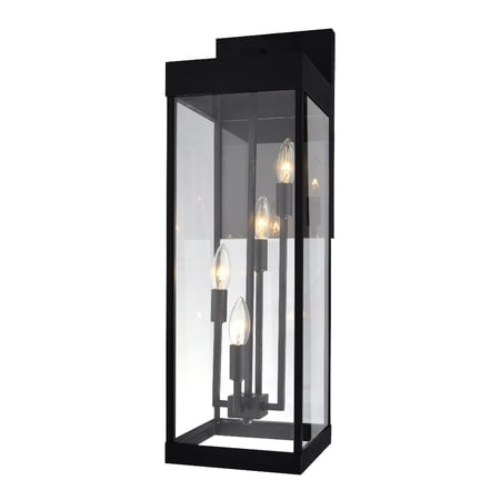 CWI Lighting Windsor 4 Light Modern Black Metal Outdoor Wall Light