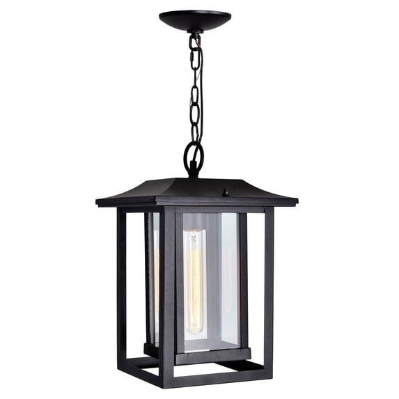 CWI Lighting Winfield 1 Light Farmhouse Metal Outdoor Hanging Light in Black