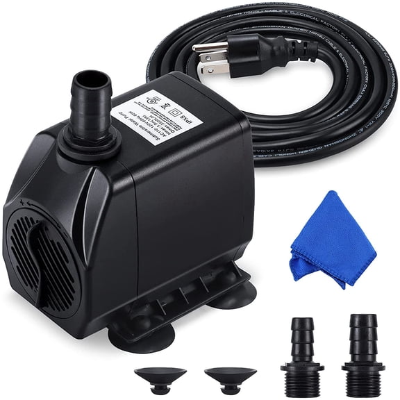 CWKJ Fountain Pump, 880GPH Submersible Water Durable 60W Outdoor Pump with 6.5ft Power Cord, 3 Nozzles for Aquarium, Pond, Fish Tank, Hydroponics, Backyard