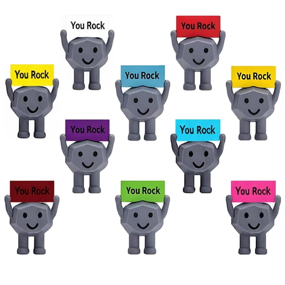CWMMLS 10 Pcs Positive Affirmation Stones - "You Rock" Mini Motivational Figures - Soft Resin Desk Decor for Employee Appreciation, Classroom Rewards, School Encouragement & Office Gifts