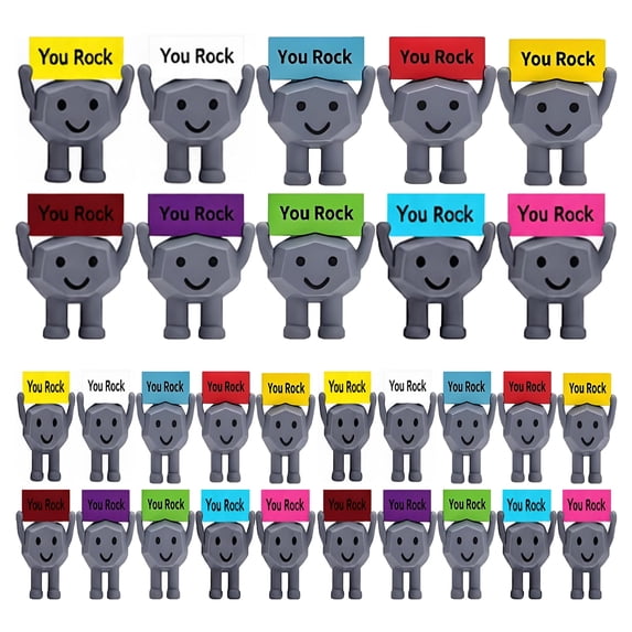 CWMMLS 30 Pcs Positive Affirmation Stones - "You Rock" Mini Motivational Figures - Soft Resin Desk Decor for Employee Appreciation, Classroom Rewards, School Encouragement & Office Gifts
