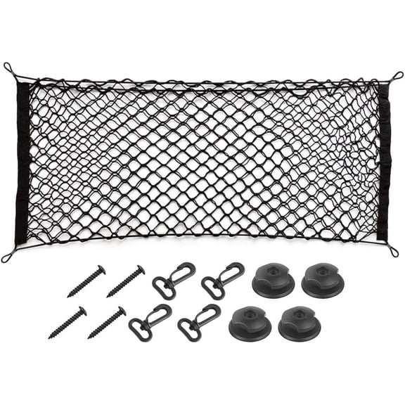 CWMMLS Car Rear Cargo Net, Adjustable Elastic Storage Organizer Net, Trunk Cargo Storage Net, Universal Fit for Car, Vehicle, SUV (43.3"x 15.8")