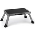 thumbnail image 1 of CWMMLS RV Step Stool Folding Platform Step, Gray Stainless Steel, for RV, Motorhome, Trailer, SUV, Camper, with Anti-Slip Surface, Rubber Feet, 1 Piece, 1 of 7