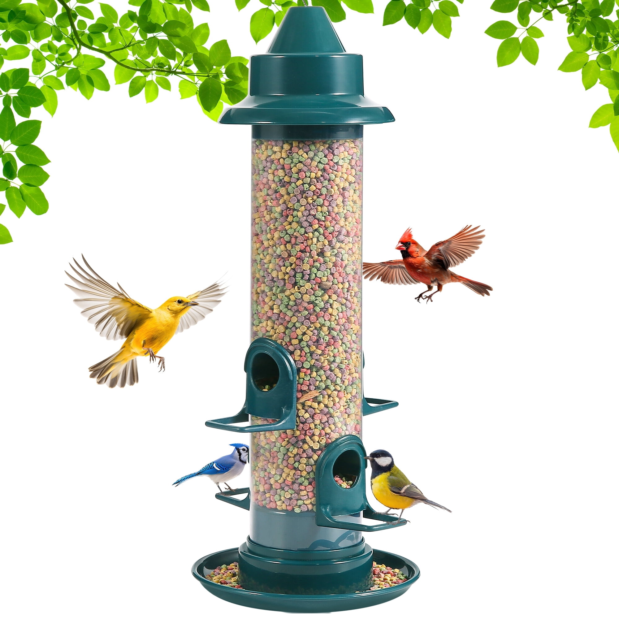 CWMMLS Tube Bird Feeders for Outdoors Hanging, Squirrel Proof Wild Bird Feeders with 4 Feeding Ports, Attract a Variety of Hummingbird, Garden Yard Decoration
