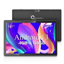 CWOWDEFU 10 Inch Android 13 Tablet 2024, 4(3+1) GB+64GB 512GB Expand, 5G Wi-Fi 10.1 inch Tablet GPS, Black
