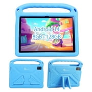 CWOWDEFU 10 inch 2024 Kids Tablet, 8(4+4)gb RAM 128gb ROM Octa-core Android 14 Tablet with Shockproof Case& Stand, Bluetooth 5.0, WiFi6, Parental Control, 5MP+8MP Dual Camera (Blue)