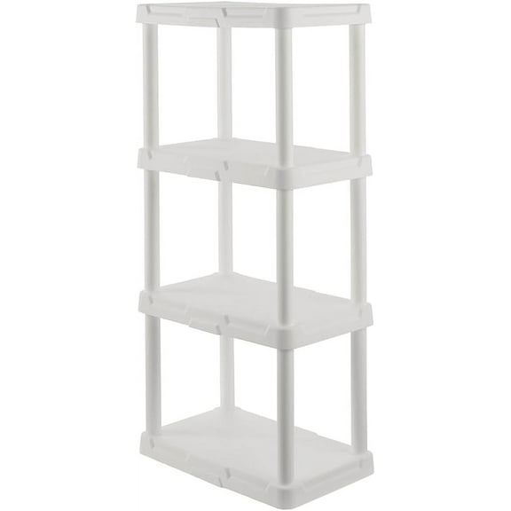 CX 4-Tier (48”H x 22”W x 14.25”D) Plastic Storage Shelving Unit (White), Light Duty, 50lbs Per Shelf Capacity, for Indoor Storage and Organization in Home, Garage, Office with Easy Assembly