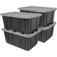 thumbnail image 1 of CX BLACK & YELLOW®, 27-Gallon Heavy Duty Tough Storage Container & Snap-Tight Lid, Black and Grey, (14.3”H x 20.6”W x 30.6”D), Weather-Resistant Design and Stackable Organization Tote [4 Pack], 1 of 8