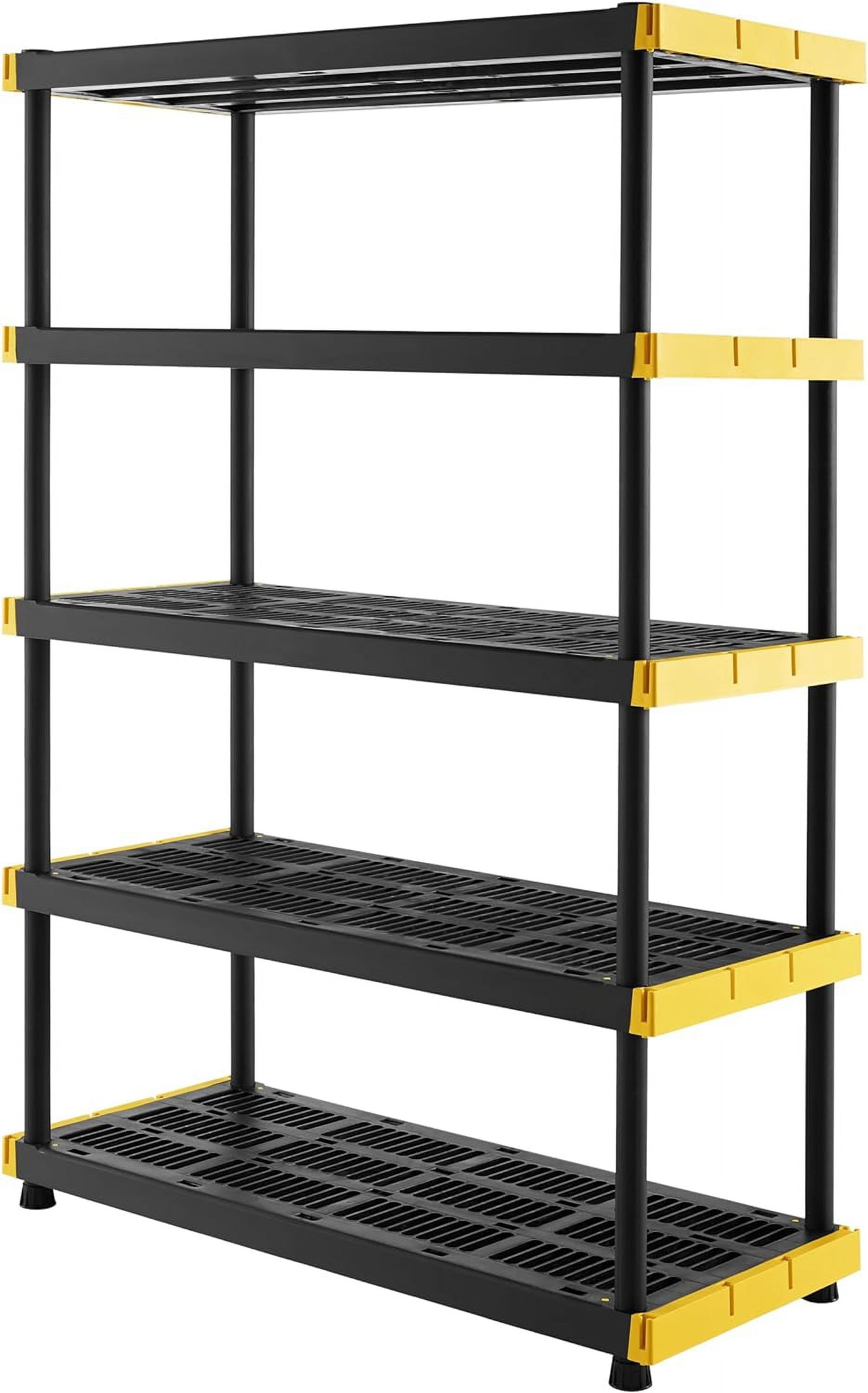 CX Black Yellow 5 Tier Heavy Duty Plastic Storage Shelving Unit cx-black-yellow-5-tier-heavy-duty-plastic-storage-shelving-unit