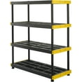 thumbnail image 1 of CX Black & Yellow®, 4-Tier Heavy Duty Plastic Storage Shelving Unit, 200lbs/shelf (55”H x 48”W x 20”D), for Indoor/Outdoor Organization, Modular Rack, 1 of 12