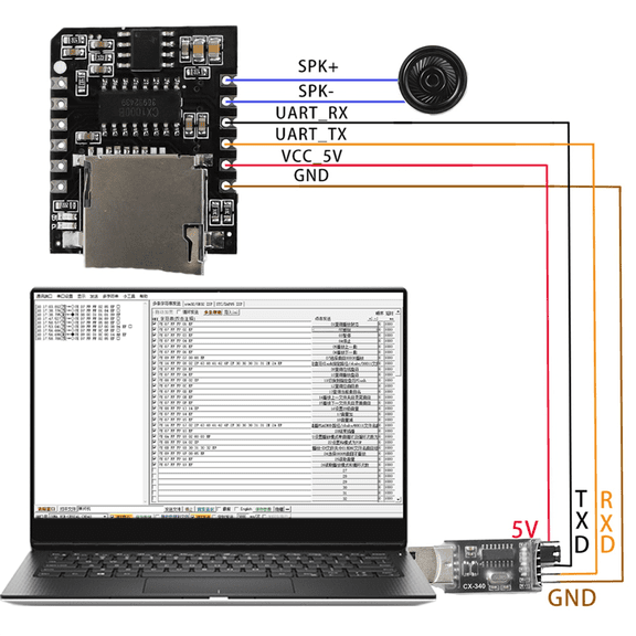 CX1000BM Serial Voice Player Module MP3 Playback Chip Single Chip Control Triggers Voice Broadcast Custom Audio,B