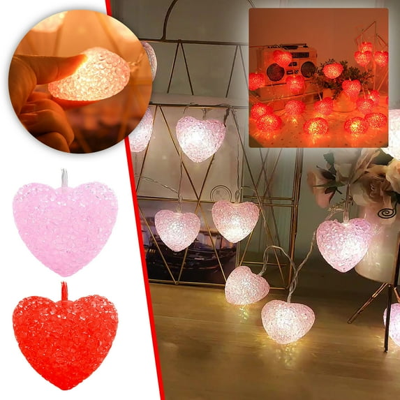 CXALSSY 2M 10 LED Valentines Day Lights, Valentines Day Decorations Lights, Valentines String Lights, Valentine's Day Decor, Heart String Lights Red