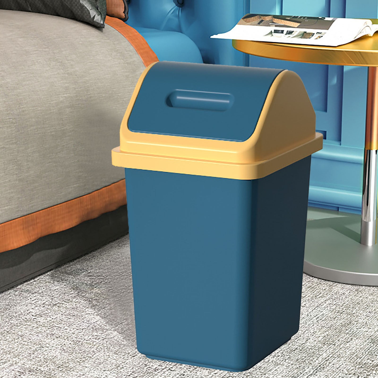 CXALSSY Large Kitchen Trash Can with Lids, 13 Gallon Trash Can, Plastic ...