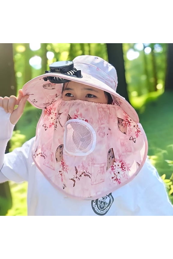 Solar Fan Hat, UPF 50+ Wide Brim Hat for Men Women with Solar Fan Safari Hat with USB Charging for Outdoor Sport Camping