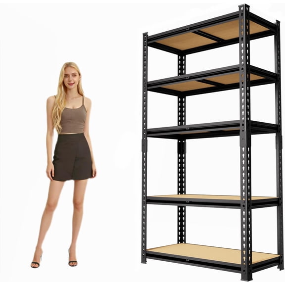 CXDMB 5 Tier Garage Shelving, 2500 LBS Adjustable Heavy Duty Garage Shelves,Metal Storage Shelves Unit for Basement,Warehouse,Pantry Kitchen