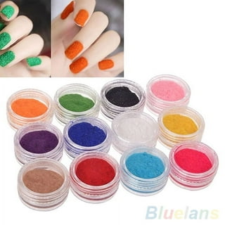^Manicure Eyeshadow Nail Art Polish Tips Velvet Flocking Powder 12 Colour^  