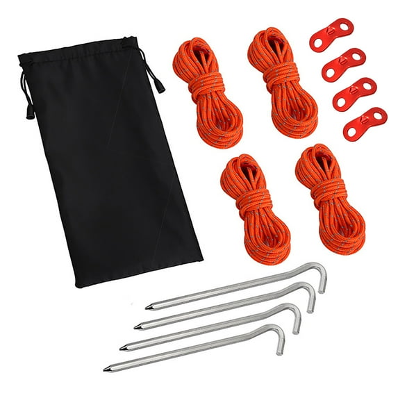 CXDa 13Pcs/Set High Density Strong Toughness Tent Nails Ropes Set Easy Installation Outdoor Camping Tent Stakes Pegs Reflective Ropes for Hiking