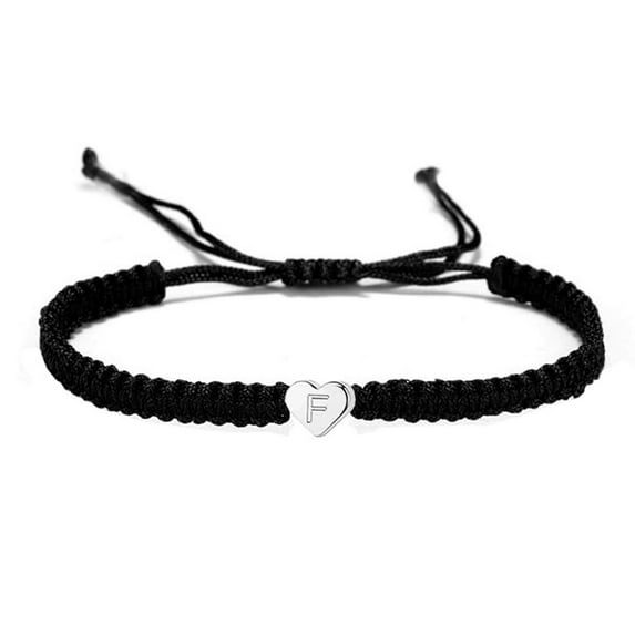 CXDa Couple Bracelet Heart Shape Braided Rope Adjustable Stretchy All-match Decorative Gifts 26 Letters Initial Charms Bracelet Jewelry for Valentines Day