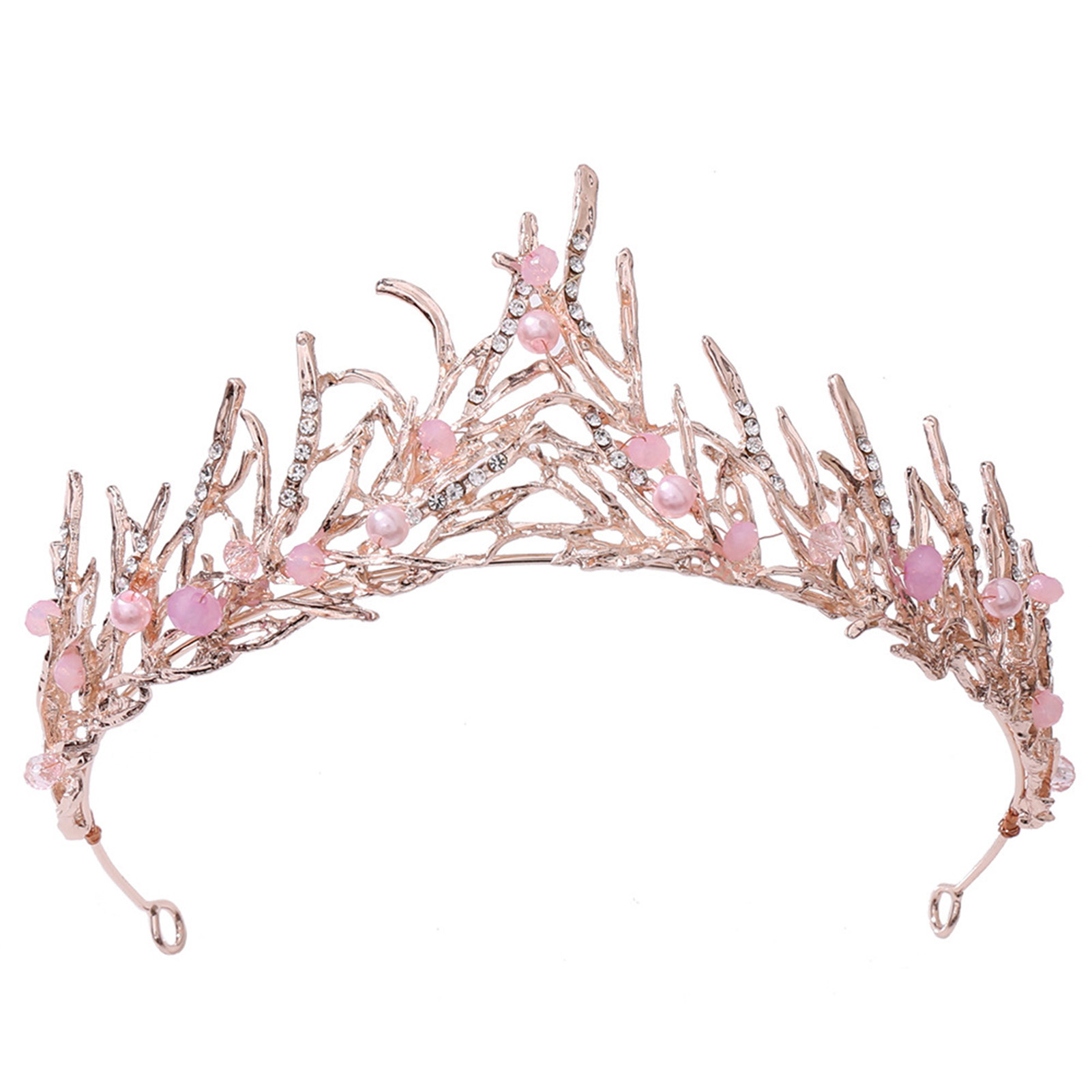 CXDa Princess Hair Crown Seagrass Shape Beaded Handmade Faux Pearls