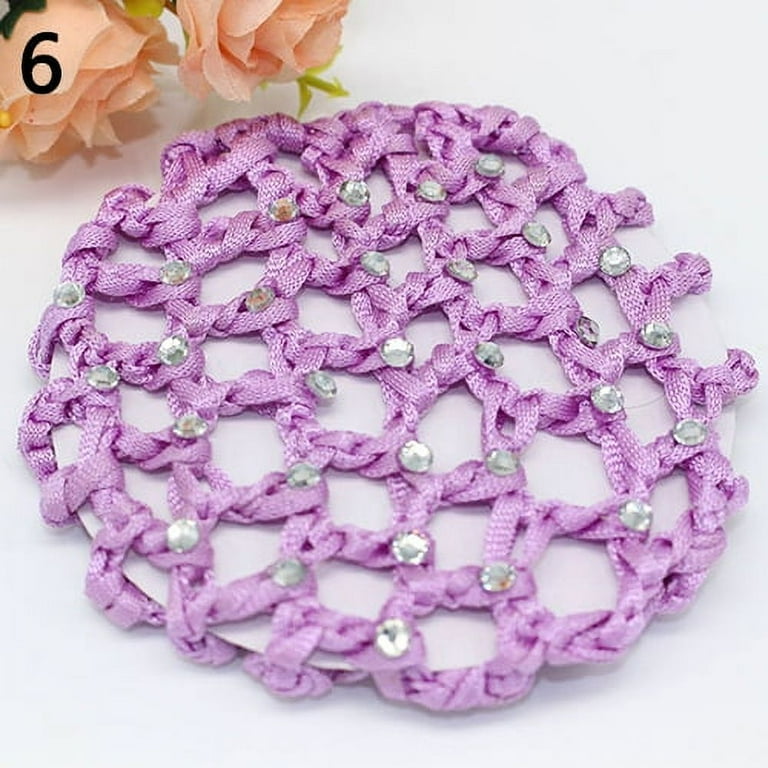 CXDa Women Bun Cover Hair Net Ballet Dance Skating Rhinestone